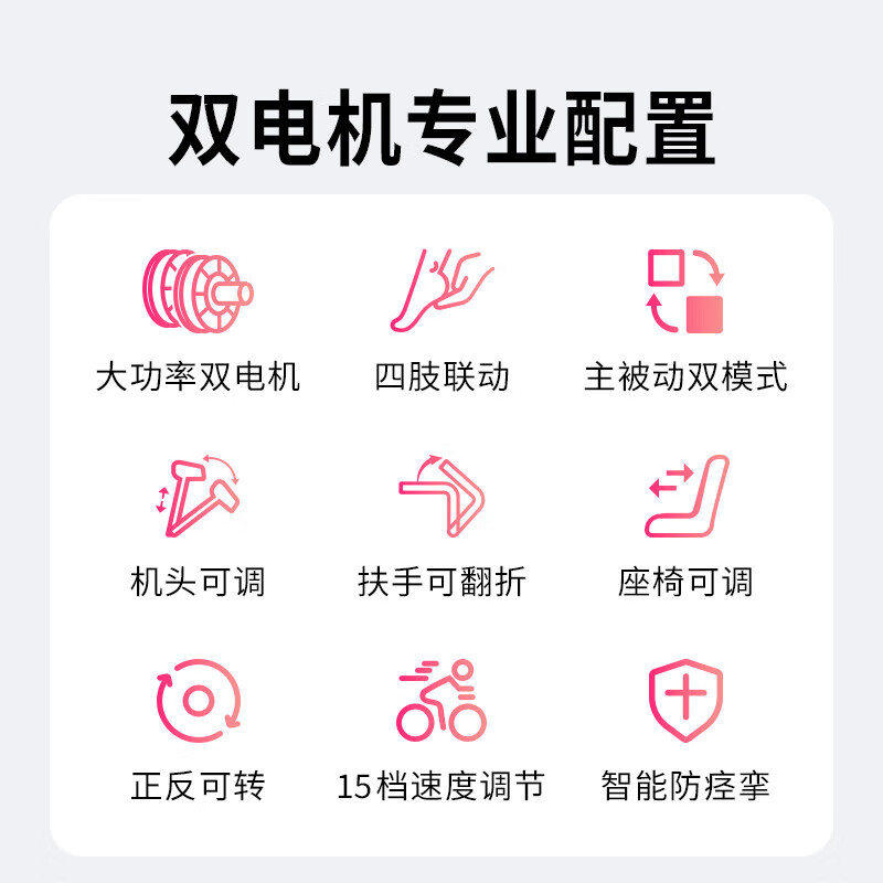 Jason (LEDONG) horizontal exercise bike electric rehabilitation training bicycle upper and lower limb active and passive training fitness equipment R17pro self-installed electric model + left foot protective gear