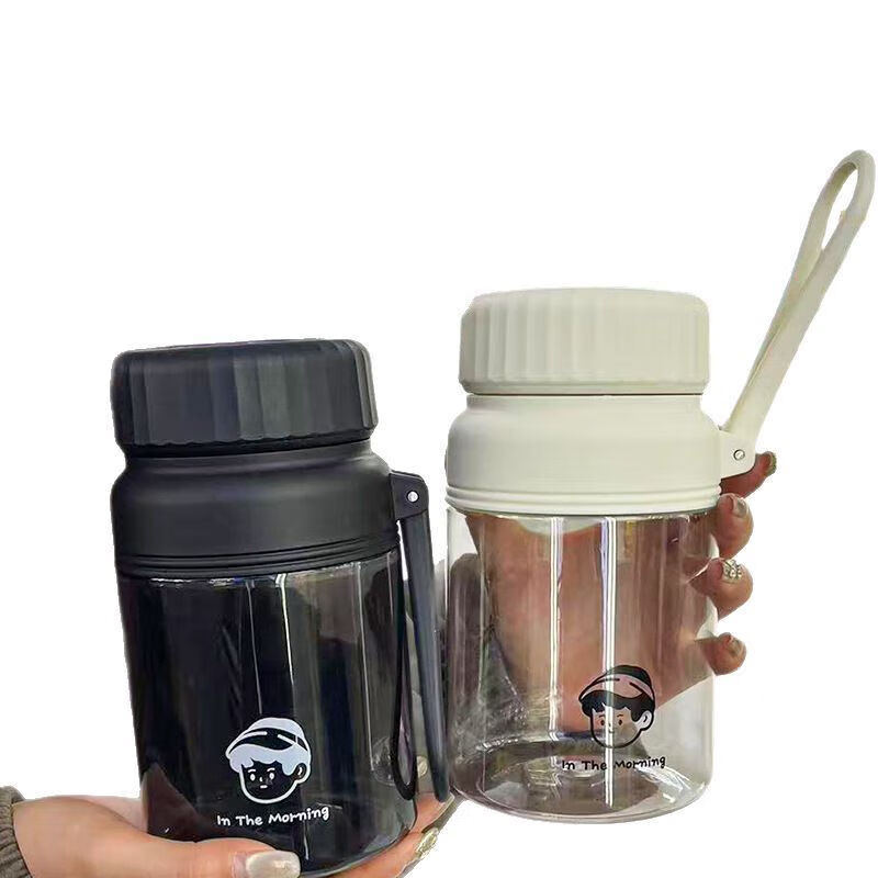 Ton ton bucket simple water cup for women with tea separator large capacity cup high appearance summer portable student plastic kettle black 1000ml