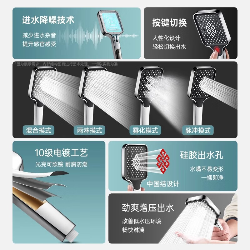 JINMU JNMU shower supercharged shower head hotel home bathroom bathroom super high pressure shower head shower set gun gray supercharged shower head