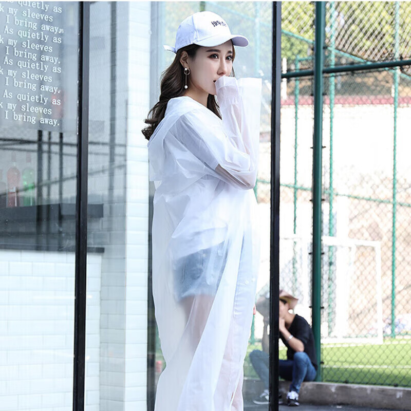 Bovonik outdoor disposable raincoat poncho adult thickened translucent frosted long hood