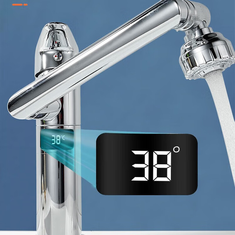 Moen bathroom universal rotatable faucet bathroom all-copper digital display mechanical arm lucky cat hot and cold basin faucet electroplating-digital display copper head