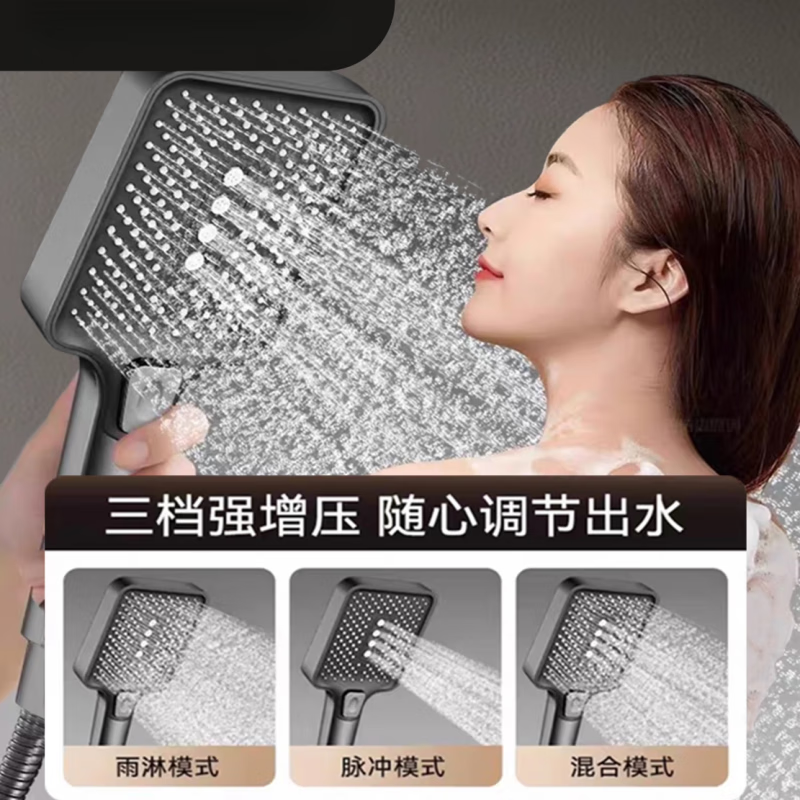 ARROW all-copper all-in-one shower set for home bathroom bathroom shower constant temperature booster nozzle faucet bright silver all-copper three-speed round shower set