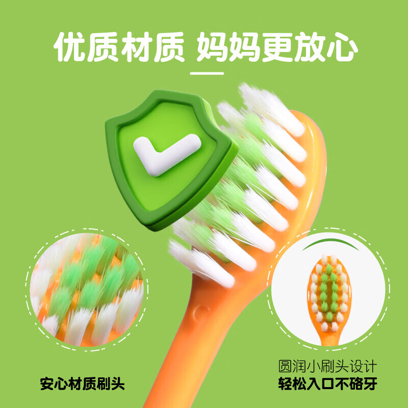 Repair children's toothbrush for children 3 to 12 years old, baby soft bristles, tooth protection and gum protection cartoon, carrot toothbrush 6606 (orange + green) X3, 6 pieces in total