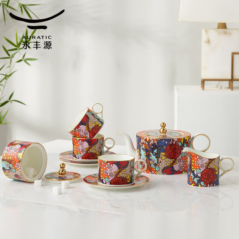 Yongfengyuan(auratic) Blossoms Ceramic Tableware Set 20-piece Dishset Set for 4 People Gift Box Packaging Tableware Set