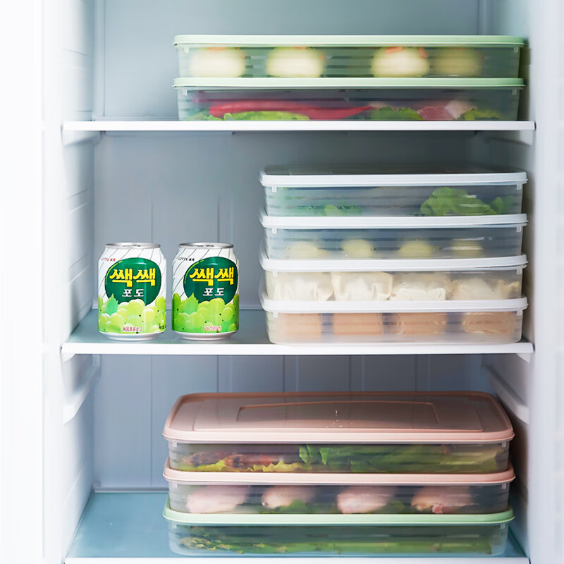 Nuoqianshang frozen dumpling box household food-grade refrigerator quick-frozen storage box dumplings and wonton crisper box with one layer and one cover thickened pp style - transparent cover - 210g 1 layer 1 layer 1 cover