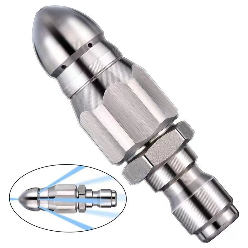Water rat sewer dredging artifact high-pressure nozzle stainless steel 1/4 quick-plug front one rear six nozzles pipe cleaning head stainless steel water rat high-pressure nozzle dredge one pack front one rear six nozzles