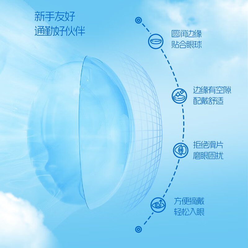 Haichang H2O Air blue transparent myopia contact lenses daily disposable 30 pieces, non-sensory buff air flakes 400 degrees