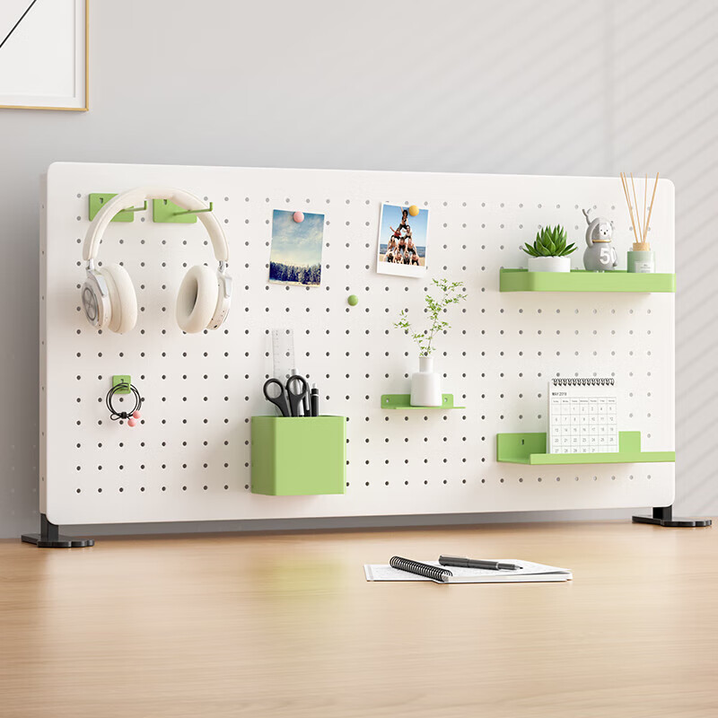 Yuhuade Hole Board Wardrobe Storage Rack Free of Punching and Vertical Clip-on Desk Storage Accessories Desk Workstation Baffle 1*60*200cm Free 30 Hooks