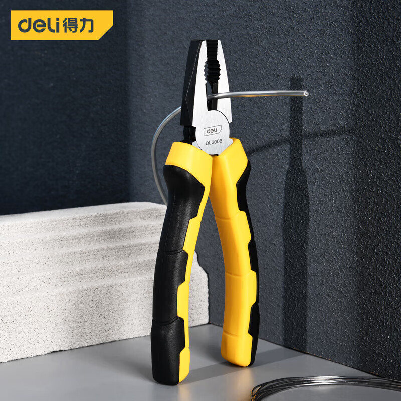 Deli two-color plastic handle wire pliers vise multifunctional wire cutter bolt cutter 8 inches DL2008