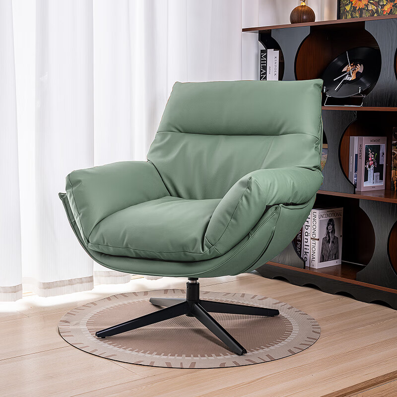 Nana Lawrence 360 rotating single sofa chair casual home light luxury high-end Napa leather ergonomic chair caramel color ecological leather