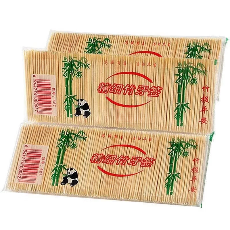 Lancaihe HA household disposable double-pointed bamboo portable fruit picks for hotels and restaurants after-dinner fine toothpicks double-pointed toothpicks 3 packs