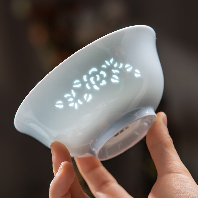 Rich Jade Ceramics Jingdezhen Celadon Exquisite Tableware Complete Set of Underglaze Colored Bowls and Plates Home Gift Set Celadon Jade Peony 16 Heads