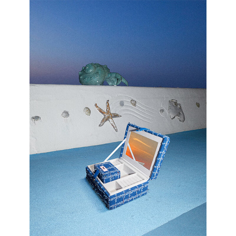 Tagi.Jewelry box jacquard jewelry storage box double layer large capacity with mirror New Year gift-woven berry large size