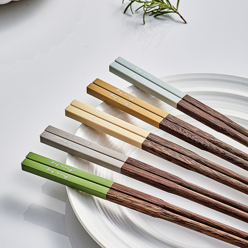 TREEJACK chicken wing solid wood inlaid chopsticks for restaurants, home paint-free, wax-free, anti-slip, anti-scalding, mildew-proof, one person, one chopstick, serving serving chopsticks