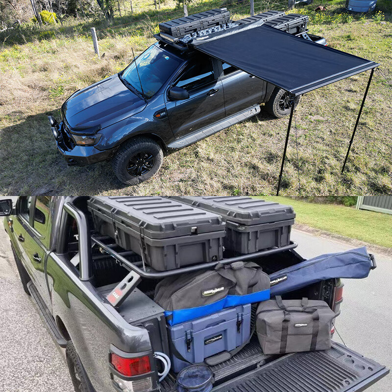 Wen Yijia off-road vehicle roof storage box equipment box outdoor three waterproof box rotomolded box pickup truck rear bucket tool storage 66L black + special fixed bracket with two new