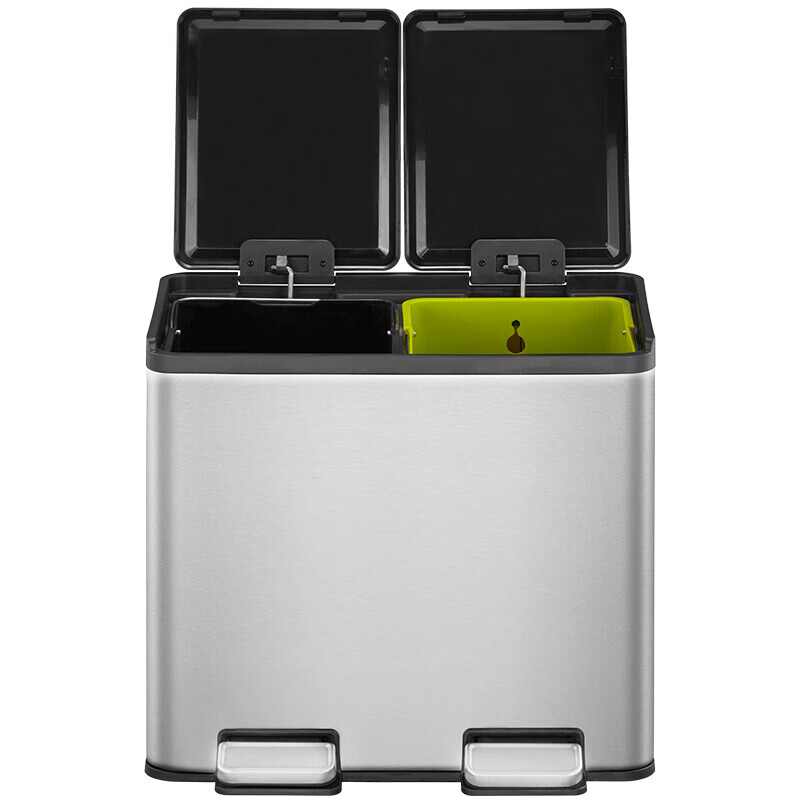 EKO large classification trash can indoor hotel property hall office hospital commercial dry and wet separation foot bucket 8229-10L+10L free classification label