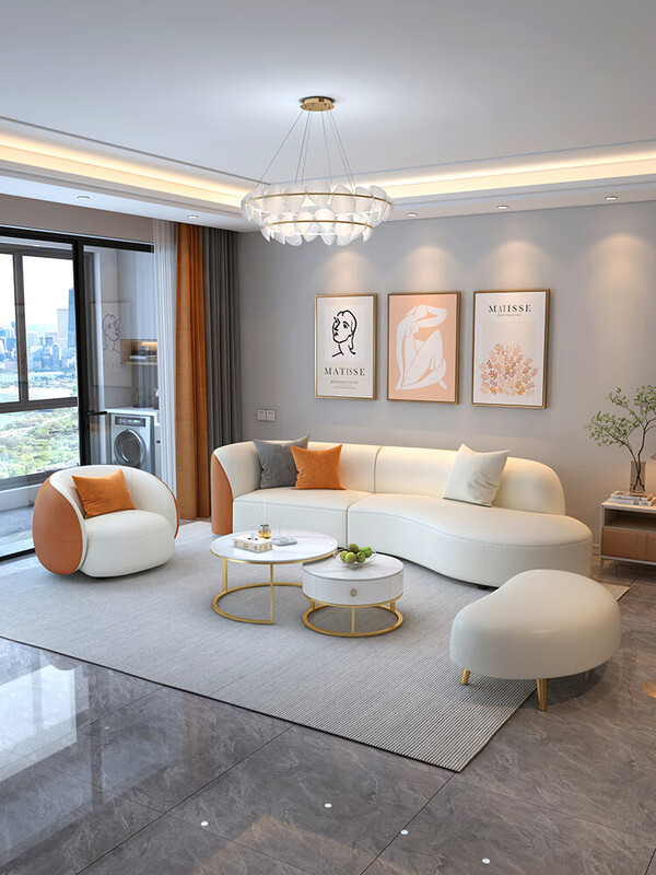 Huida imperial concubine sofa living room 2025 new small apartment special-shaped sofa coffee table set combination household technology cloth four-seater sofa 2.4 meters segmented