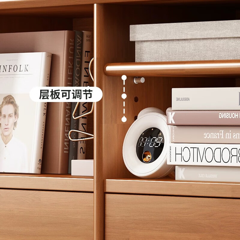 Songyuan Lomanson solid wood bookcase bookshelf storage cabinet living room floor-standing bedroom storage cabinet home front low cabinet floor cabinet storage rack atmospheric rubber wood walnut color 150*30*80cm