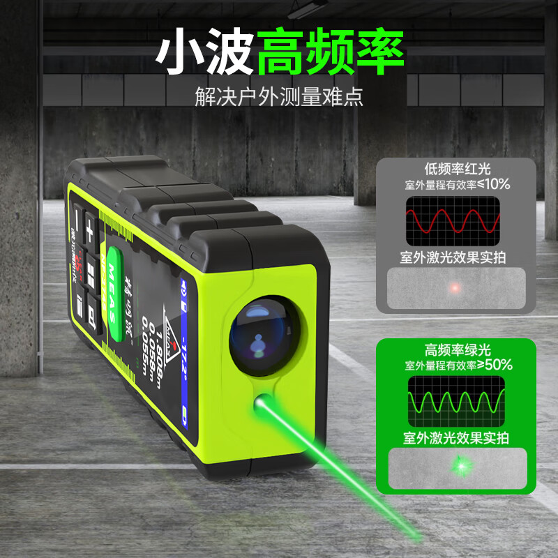 Smart Mouse Laser Distance Meter Outdoor Green Light Handheld Infrared Measurement Ruler Electronic Ruler Bluetooth CAD Drawing Room Measurement Color Screen Model 60 Meters + Bluetooth + Voice