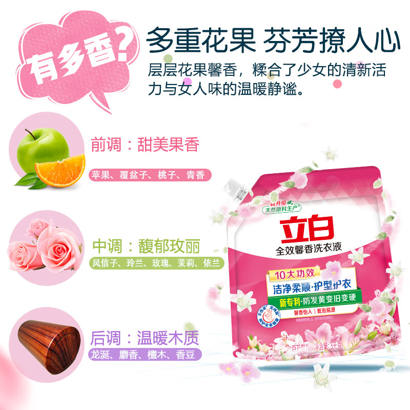 Liby full-effect fragrant laundry detergent, 6 catties bag, hand wash and machine wash, long-lasting fragrance, protective floral fragrance, cleansing and deodorizing