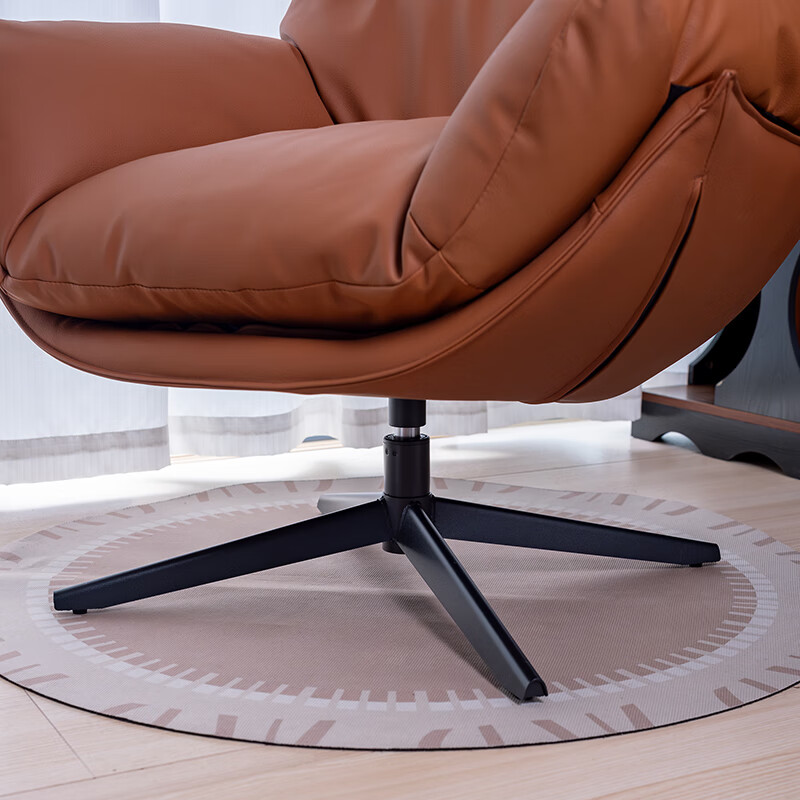 Nana Lawrence 360 rotating single sofa chair casual home light luxury high-end Napa leather ergonomic chair caramel color ecological leather