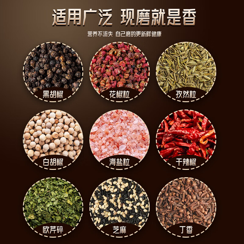 TYZAYR Japanese pepper grinder manual sea salt peppercorn grinding bottle black and white pepper grinding artifact seasoning jar now short model 180ml*2 pieces