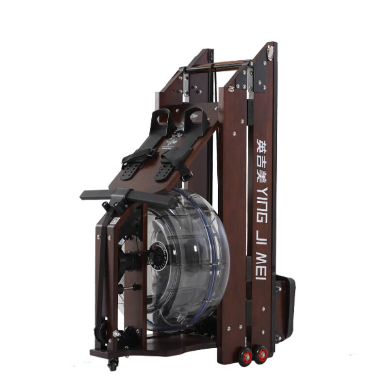 YINGJIMEI Folding Water Resistance Rowing Machine Home Oak Ash Wood Smart Rowing Machine Available in Straight Wood Color