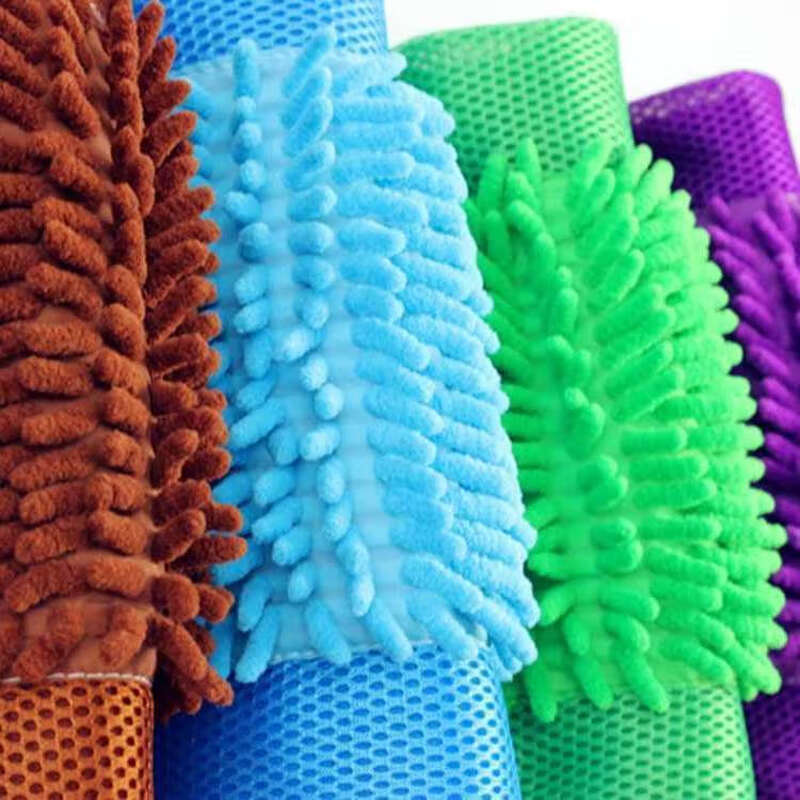 Flat mop replacement cloth chenille cloth clip-on caterpillar mop floor wiping cloth household dust pusher chenille gray 3 pack