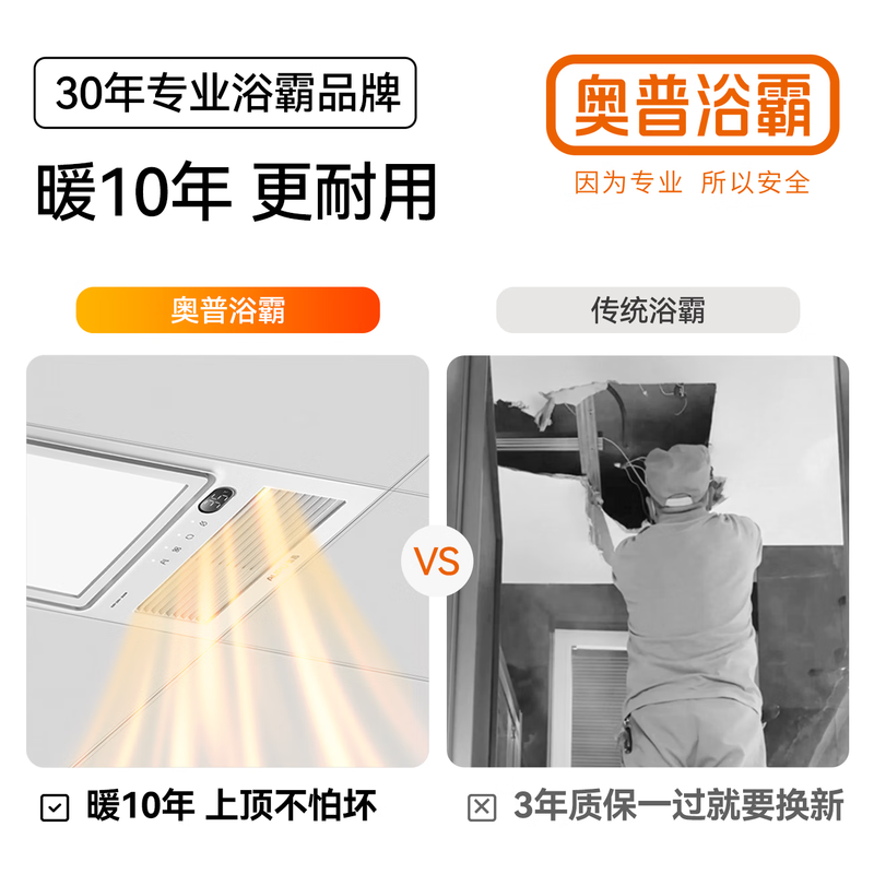 AUPU Air Heating Bath Heater E Series AI Constant Warmth Three-speed Ventilation and Hair Dryer | Night Light E05Y