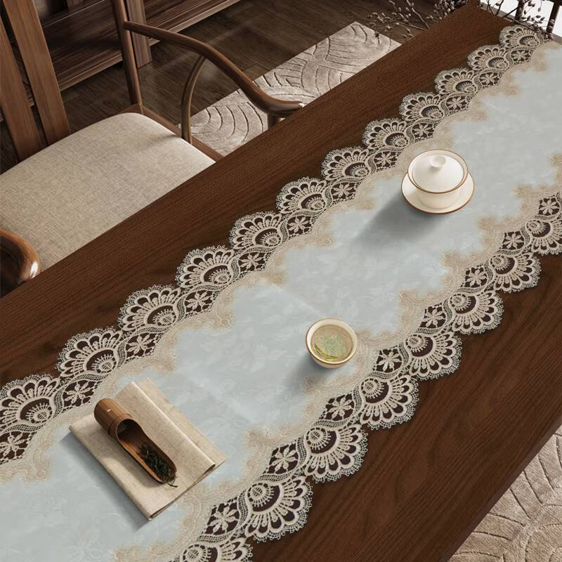 Fantasy table runner light luxury high-end American retro TV cabinet tablecloth French shoe counter cloth dust cover cover cloth B81 classical gold 40* (suitable for cabinet length 40-55cm)
