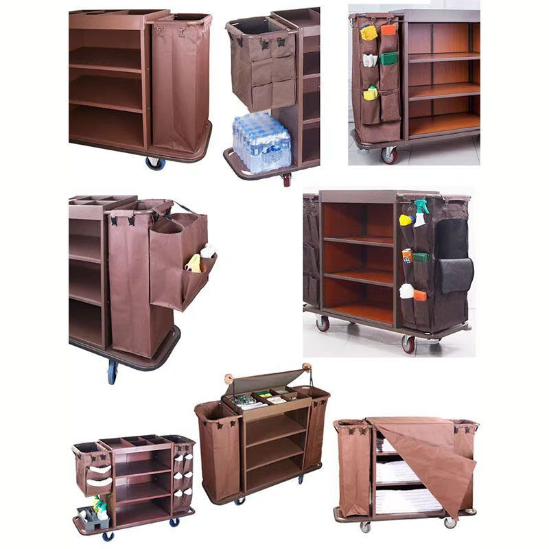 Linen cart, hotel room cleaning cart, work cart, door cart, dust cover, cloth bag, anti-dirty cloth cover, thickened upgraded plastic buckle, 50CM high double-sided cloth bag