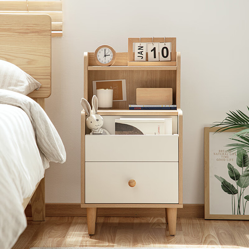 Lin's Home Bedside Table Bedroom Simple Small Ultra-Narrow Bedside Shelf Bookshelf Cabinet Locker Lin's Wood Industry