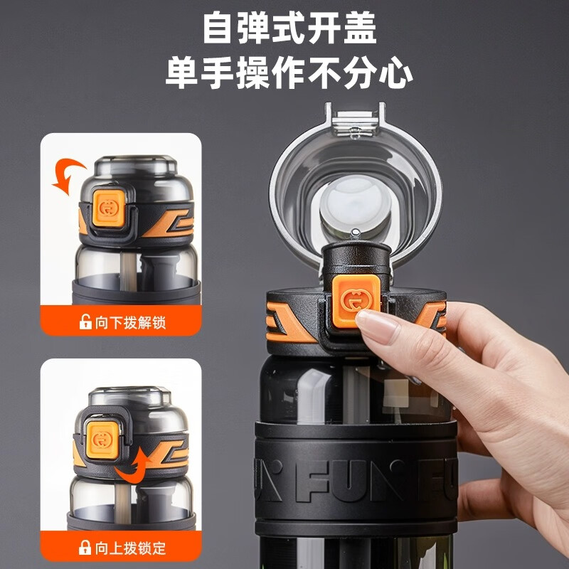 SZTAA Sports Water Cup Large Capacity Sports Water Bottle High Temperature Resistant Tritan Water Cup Men's Summer Ton Bucket Ton Student Dayton Edelweiss White (Tritan + Double Drink) 640ml