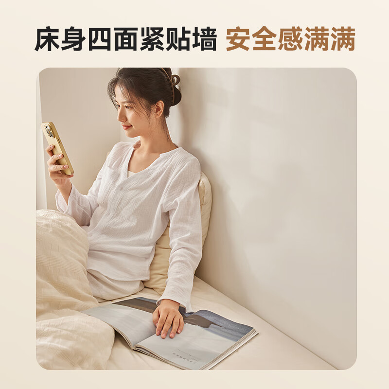 Jingdong Tokyo Home Qingshan Collection Solid Wood Bed Imported Solid Wood Soft Light Tatami Small Apartment Bedroom Log Color 1.2 2 Meters