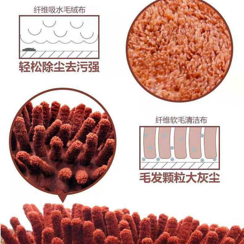 Flat mop replacement cloth chenille cloth clip-on caterpillar mop floor wiping cloth household dust pusher chenille gray 3 pack