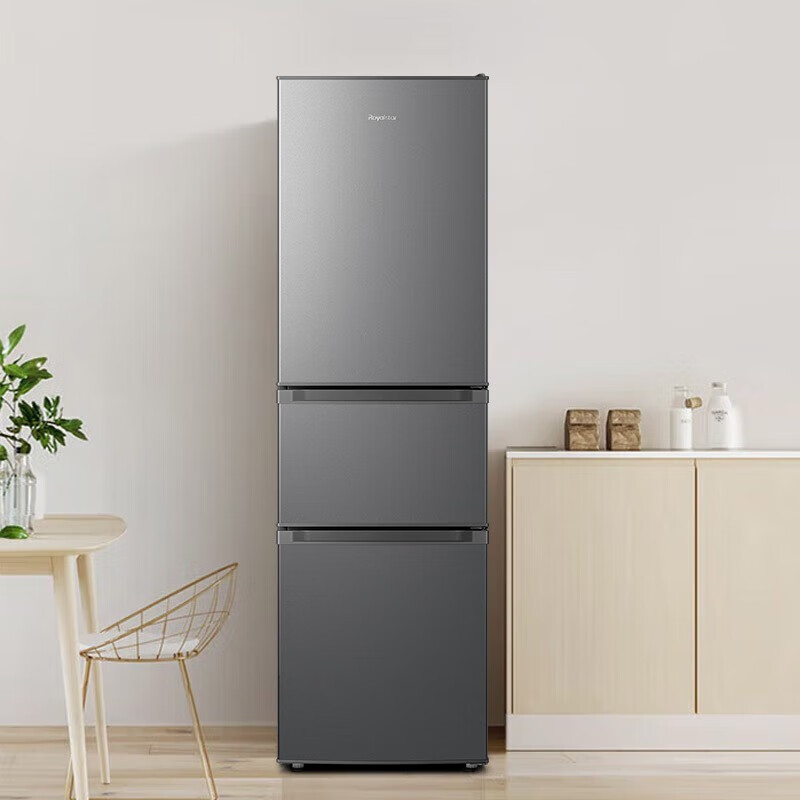 Royalstar Refrigerator Level 1 Energy Efficiency and Energy Saving Home Small and Medium Two-Door Three-Door Thin Refrigerator Freezer and Refrigerator Large Capacity for Rental Dormitory 215 Liter Gray Three Doors Level 1 Energy Efficiency and Power Saving Height 1.56 Meters
