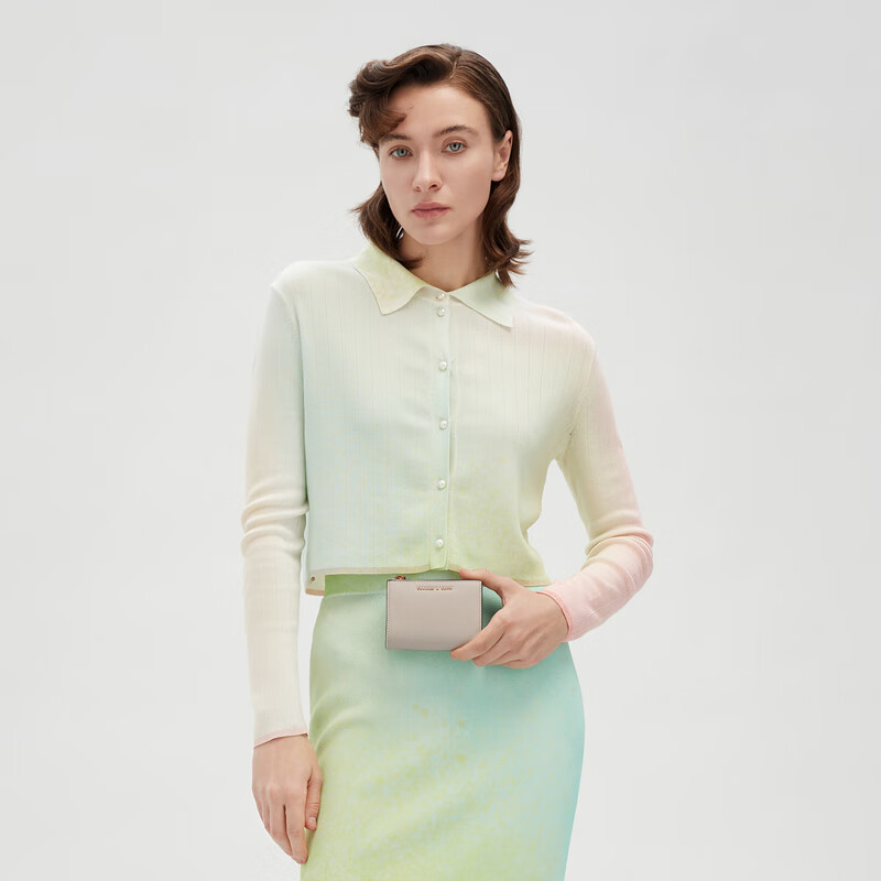 CHARLES&KEITH small ck simple multi-card slot versatile short PU wallet mini women's multi-color Ivory ivory XXS