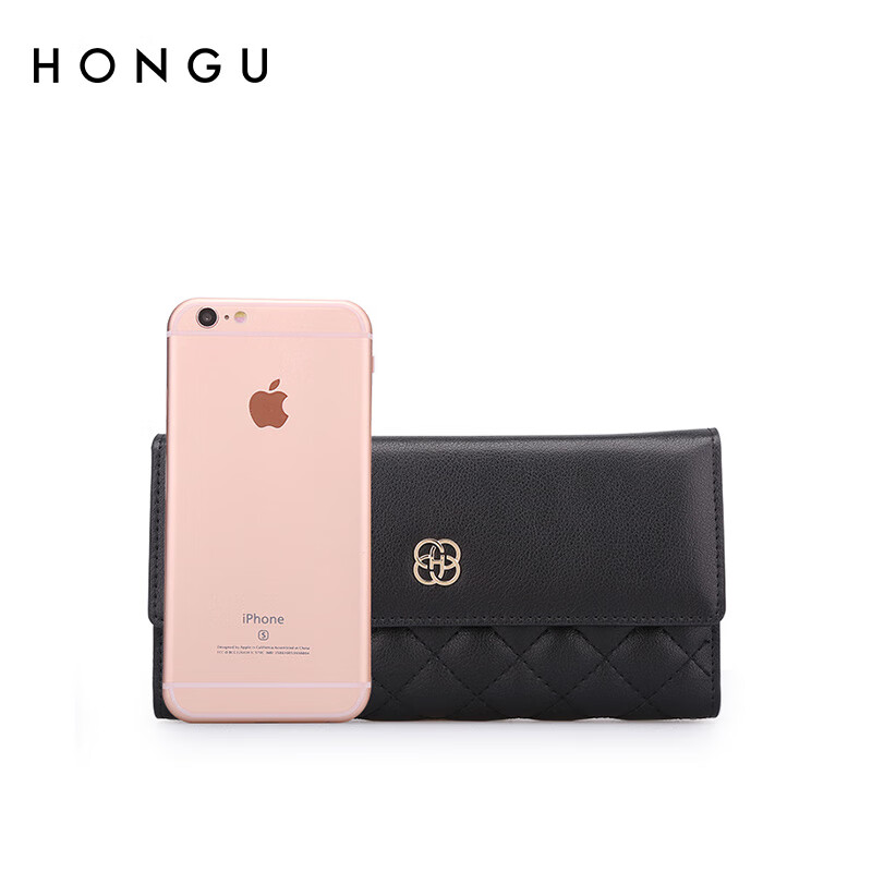 Honggu New Wallet Women's Long Korean Style Simple Wallet Three-fold Multifunctional Wallet Small Handbag Clutch Black (Long Style)