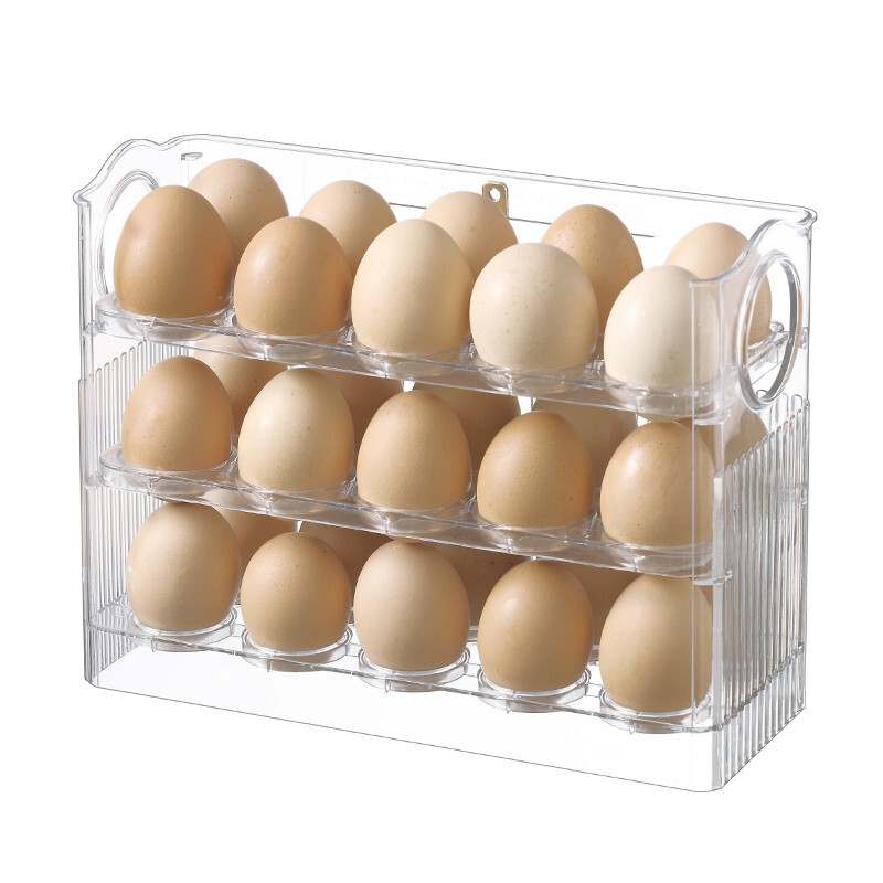 Sungsa refrigerator egg storage box food-grade crisper side door special storage egg rack flip egg tray transparent flip egg box can hold 30 pieces