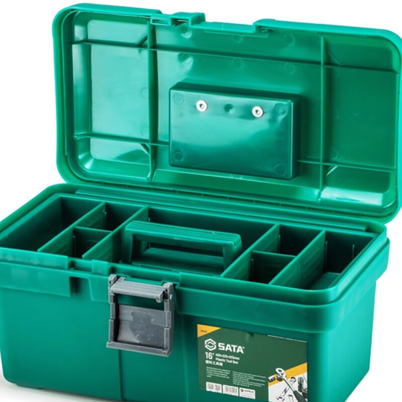 Shida Plastic Multifunctional Aluminum Alloy Tool Box Single and Double Layer Portable Home Maintenance and Installation Storage Box 95166/ Three-Tip Bucket Plastic Tool Box 17 Inch