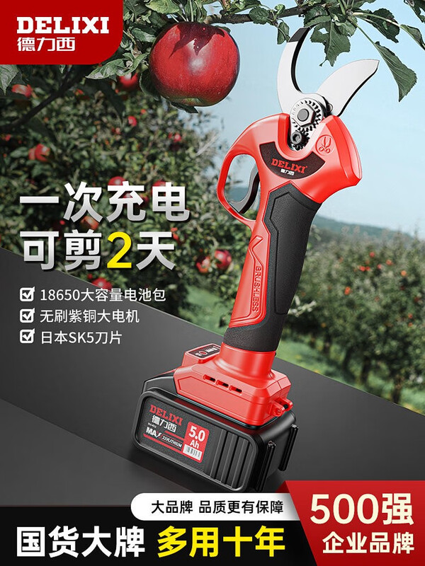 DELIXI ELECTRIC electric pruning shears brushless rechargeable handheld lithium battery garden electric shears thick branches fruit branch scissors Delixi China's top 500 companies-Quality Assurance-