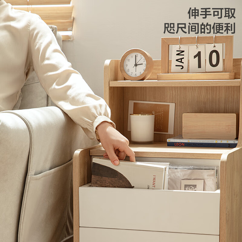 Lin's Home Bedside Table Bedroom Simple Small Ultra-Narrow Bedside Shelf Bookshelf Cabinet Locker Lin's Wood Industry