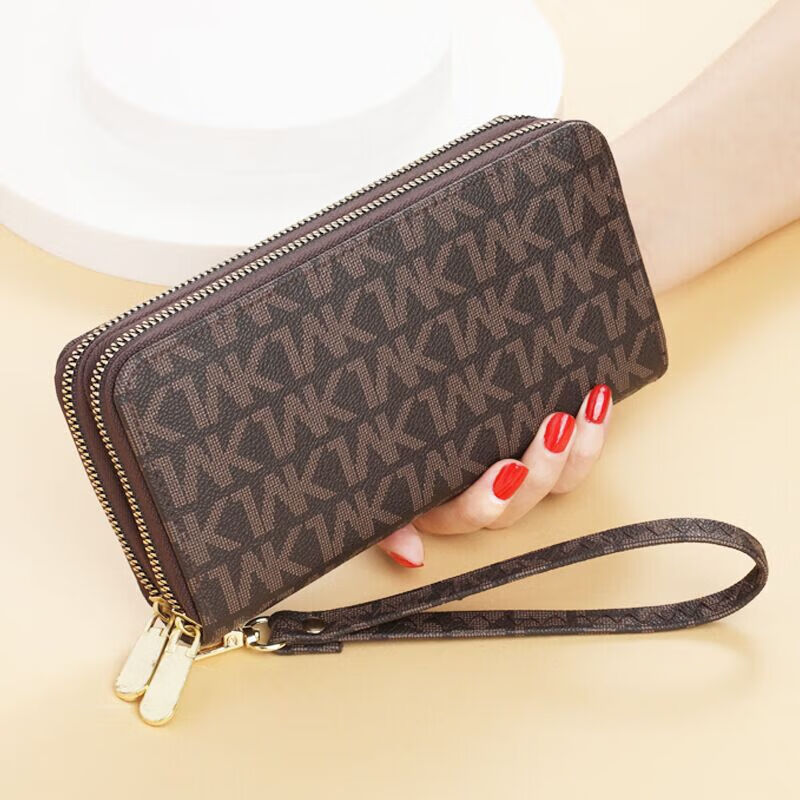 Kuqi Kangaroo high-end brand women's long wallet Valentine's Day new European and American fashion print large capacity double zipper clutch NV style
