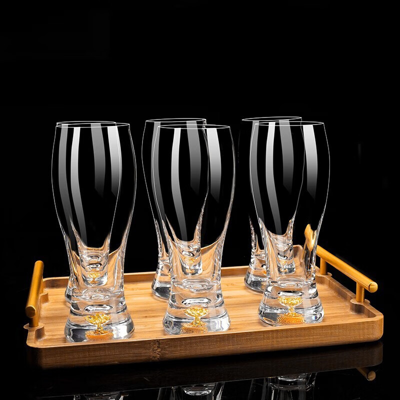 Lugaris Big Belly Gold Foil Craft Beer Cup Light Luxury Large Capacity Waisted Draft Beer Internet Celebrity Bar Home and Commercial Use 12 Gold Foil Beer Cups 330ml