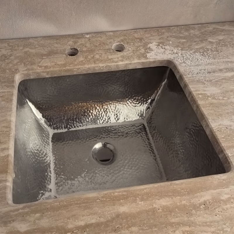 French retro kitchen large single sink embedded in the island water bar sink pure copper gold undercounter basin wash basin M style white copper undercounter basin 50*40*15cm