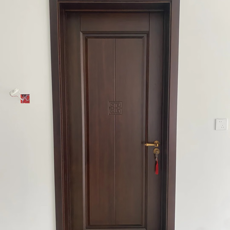 Imported pure log ebony wood room door, log gold silk pomelo, Chinese style bedroom door, painted door, high-end customization, ebony wood type A