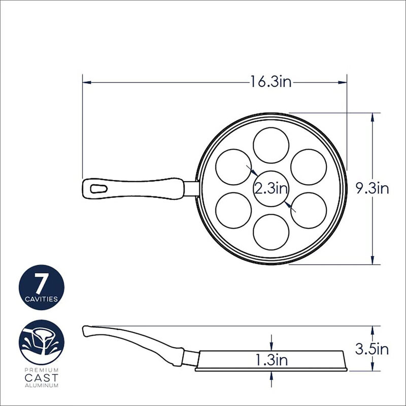 Nordic Ware Danish Waffle Skillet 7-hole cast aluminum nonstick pan Breakfast Lunch Dinner Multipurpose Made in the USA