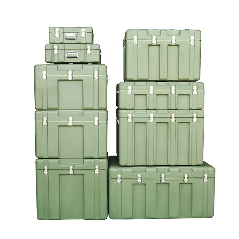 Funwudou customized rotational molding box camping army green multi-functional turnover box rotational molding box storage box equipment equipment box sealed transfer medium rotational molding box 800*800*600 mm