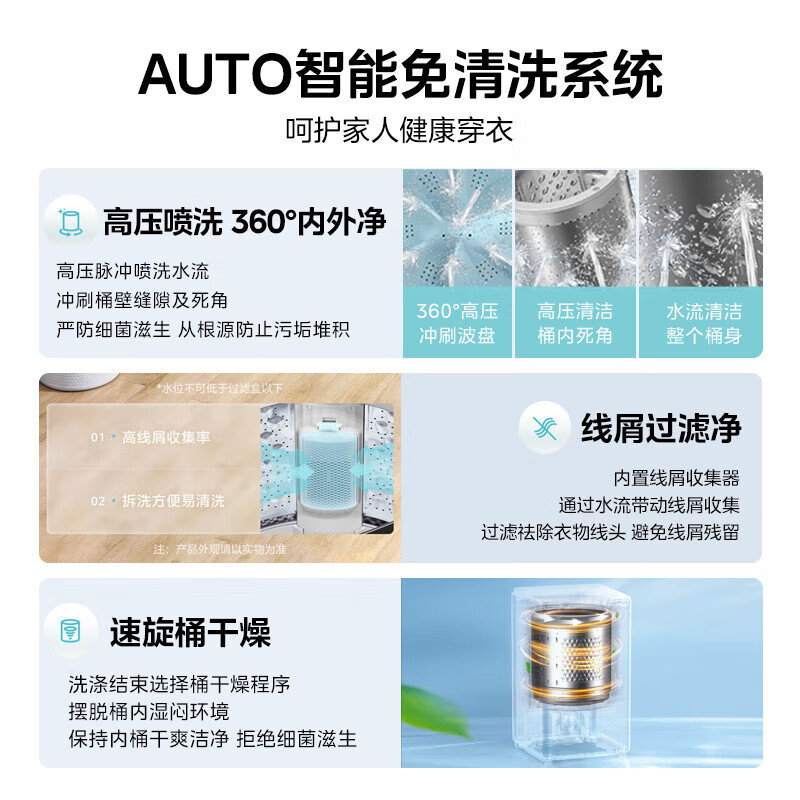 Midea Wash As You Want Pulsator Washing Machine Fully Automatic 10kg Direct Drive Frequency Conversion Patented No-Clean MB100V36DT Trade-In State Subsidy JD.com Self-operated