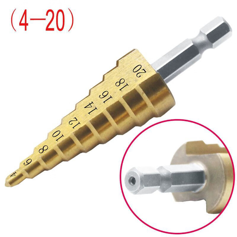 German imported hexagonal shank step drill large hole pagoda drill bit step drill bit steel plate hole opener reamer drill hexagonal shank step drill 4-20